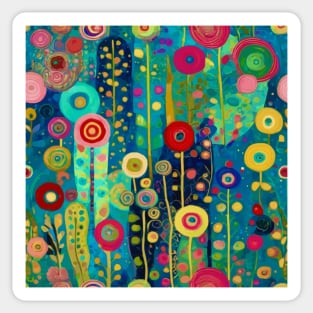 Colorful Abstract Floral Garden Pattern Sticker